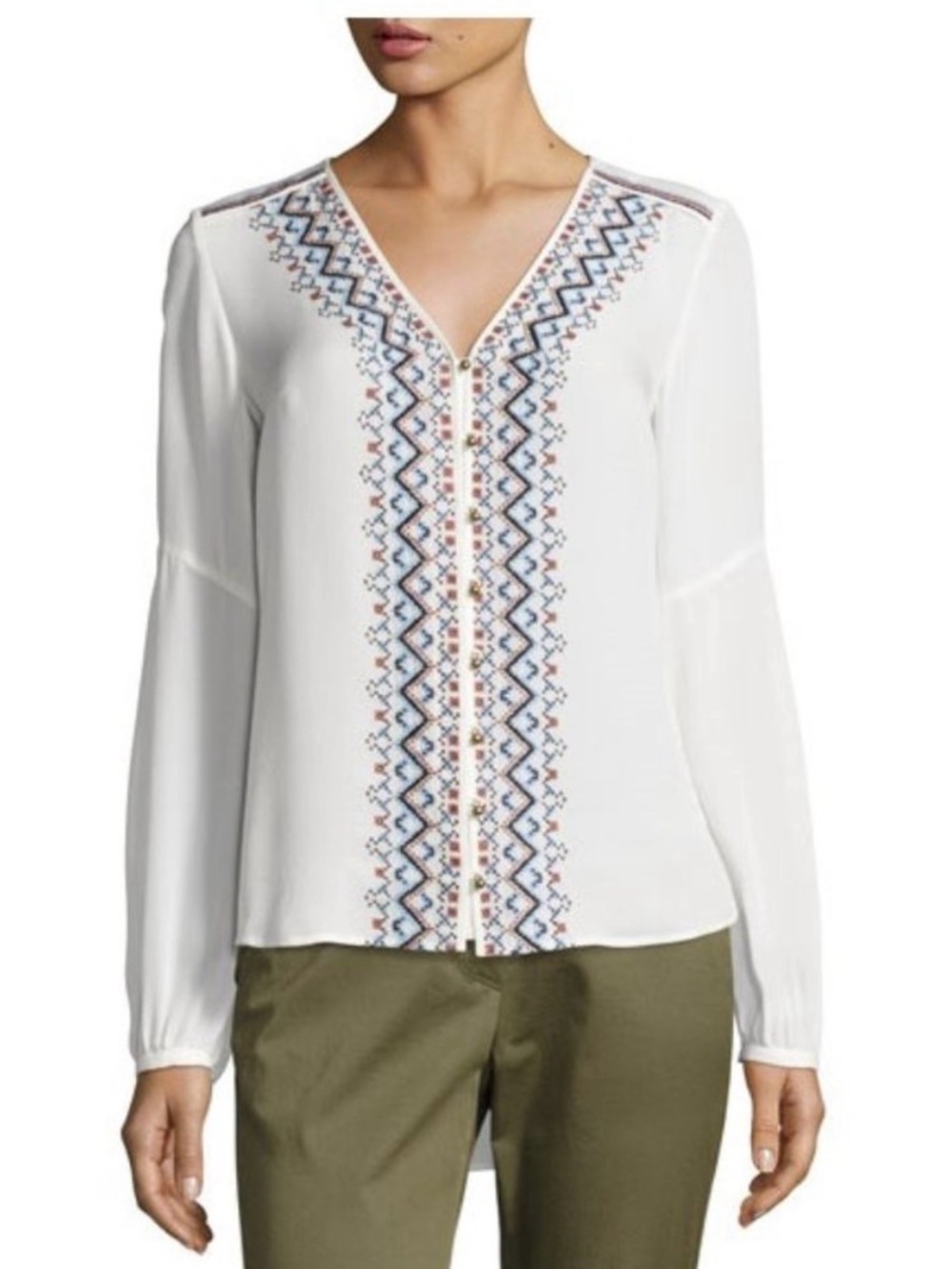 Veronica Beard 100% Silk Embroidered Blouse
